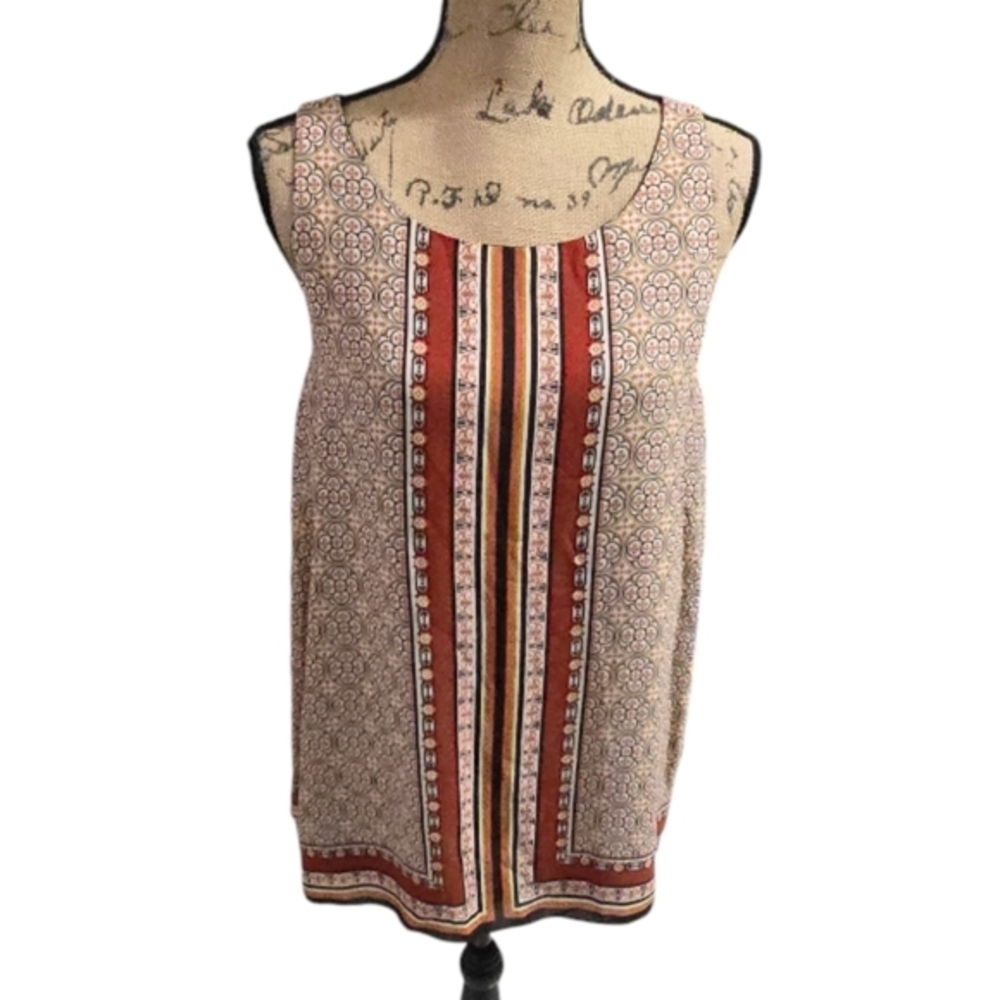 Chelsea & Theodore Floral Striped Fall Colored Tunic Women's Size Medium New!